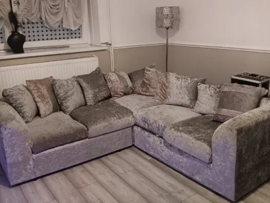 Crush velvet corner sofa 5 seater