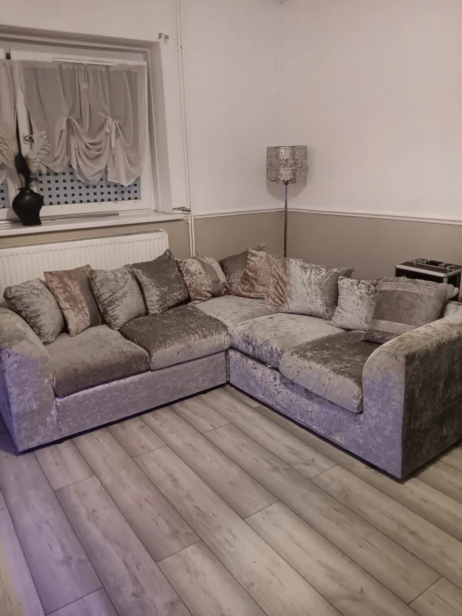Crush velvet corner sofa 5 seater