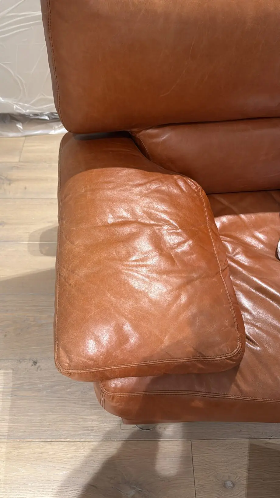 Brown Red Leather Set 2 Seater and Armchair set
