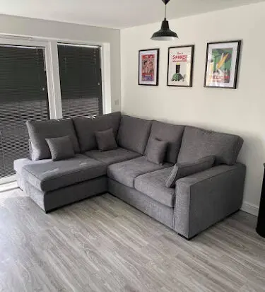Charcoal L-Shaped Corner Sofa For Sale Now