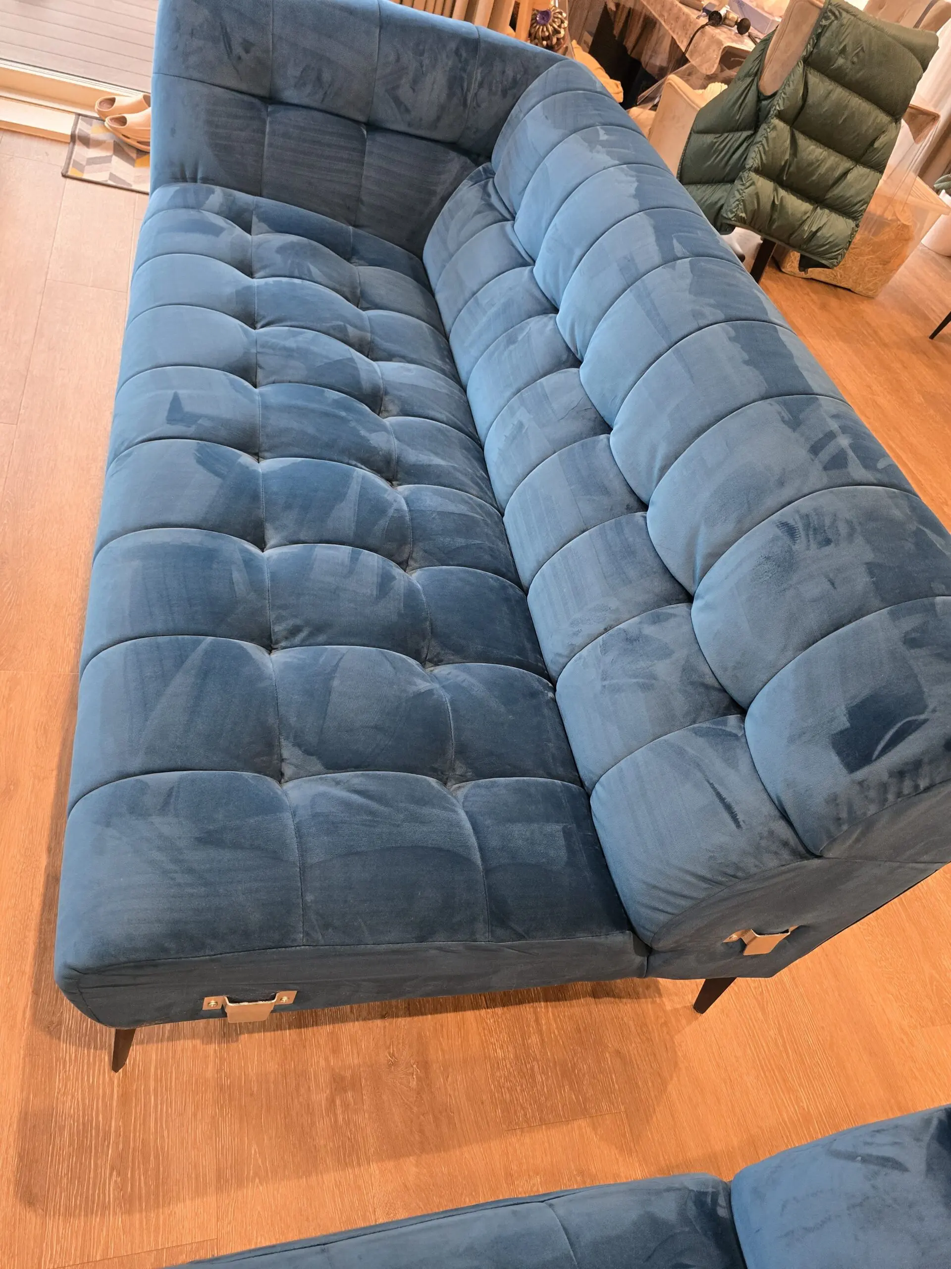 Barker & Stonehouse Azalea Teal Velvet Right Hand Corner Sofa with matching Footstool