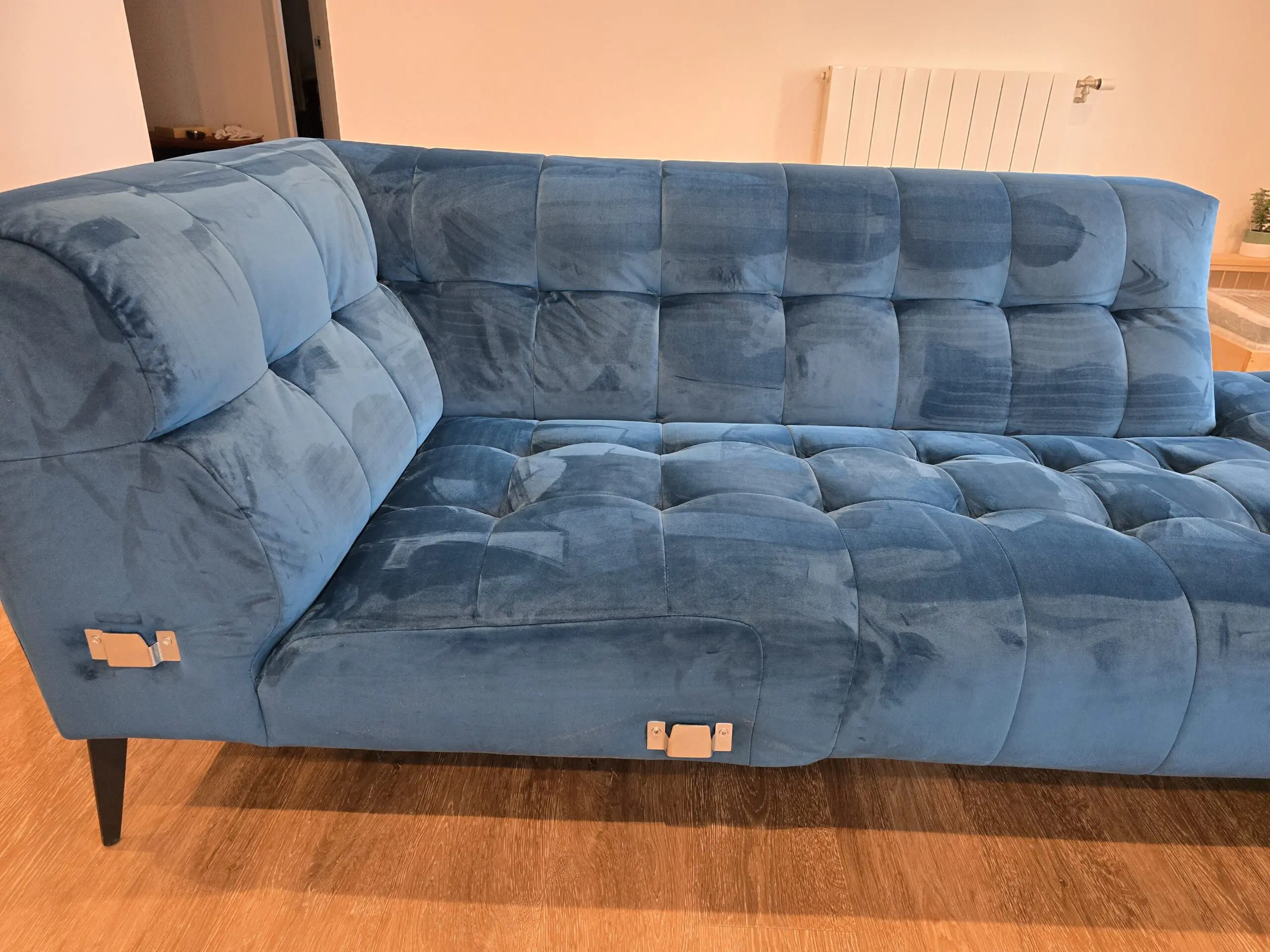 Barker & Stonehouse Azalea Teal Velvet Right Hand Corner Sofa with matching Footstool