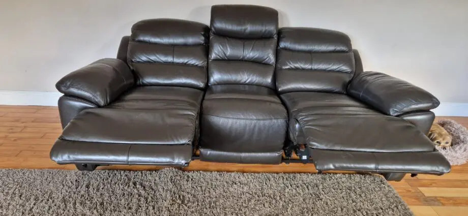 Dfs Dark Brown Leather reclining Sofa