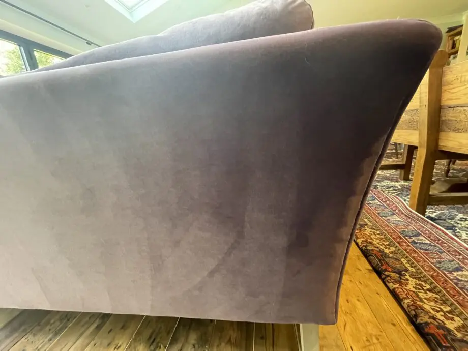 Loaf Smithy even-sided corner sofa in mauve velvet