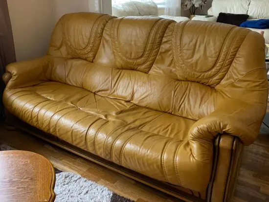 DFS tan leather sofa set