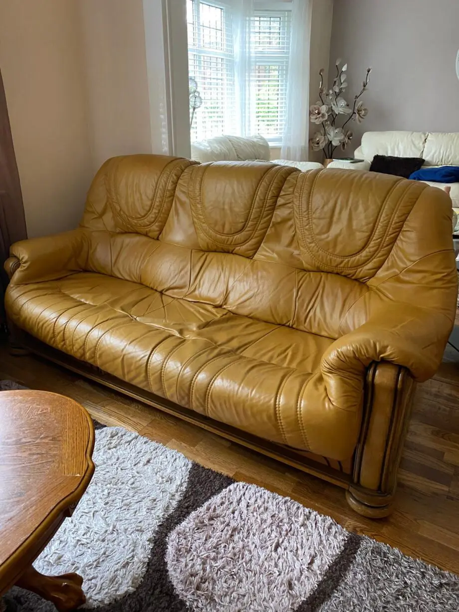 DFS tan leather sofa set