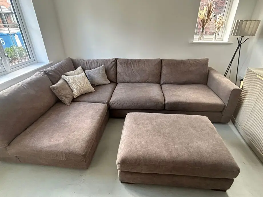 Sofology Majestica Left Hand Corner Sofa - Marbled Fabric (Mole/Mocha/Mink)