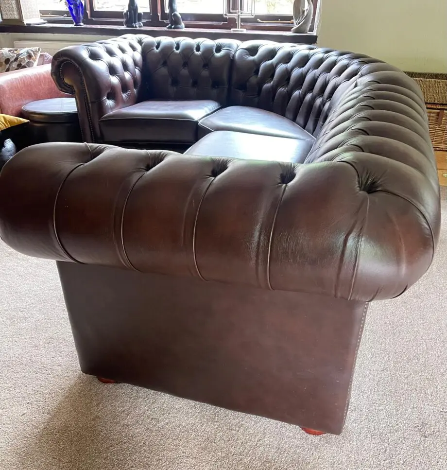 Chesterfield Corner Sofa Antique Brown