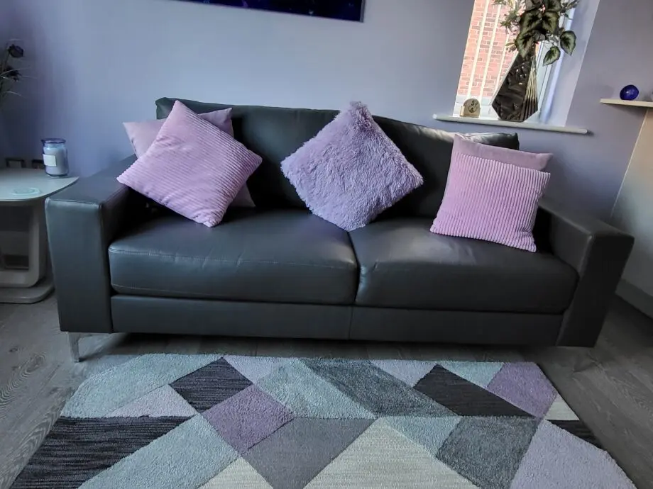 Grey leather 3 modern seater