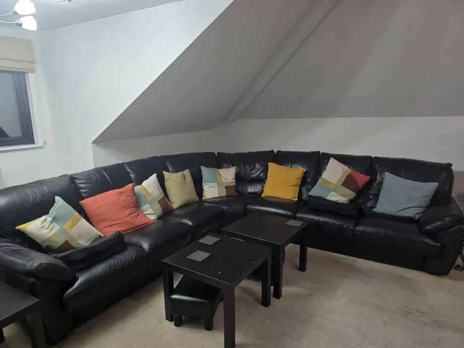 DFS Black Leather Corner Sofa