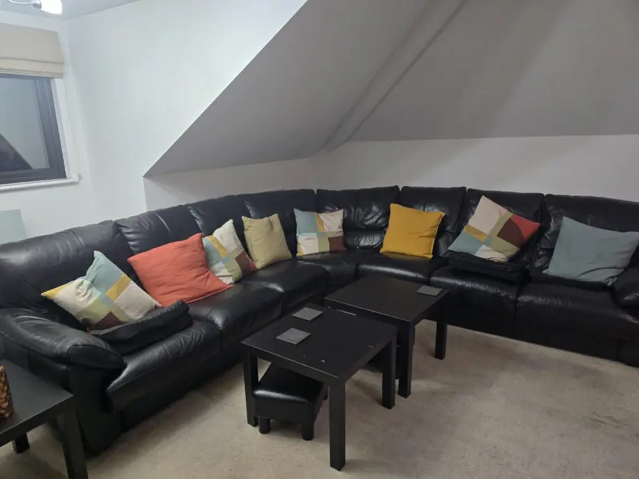 DFS Black Leather Corner Sofa