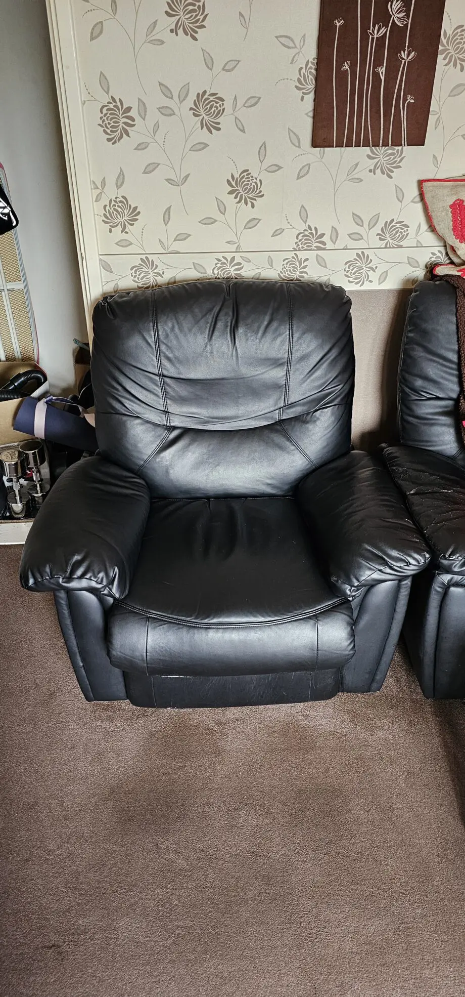 Black Leather Recliner Sofa set