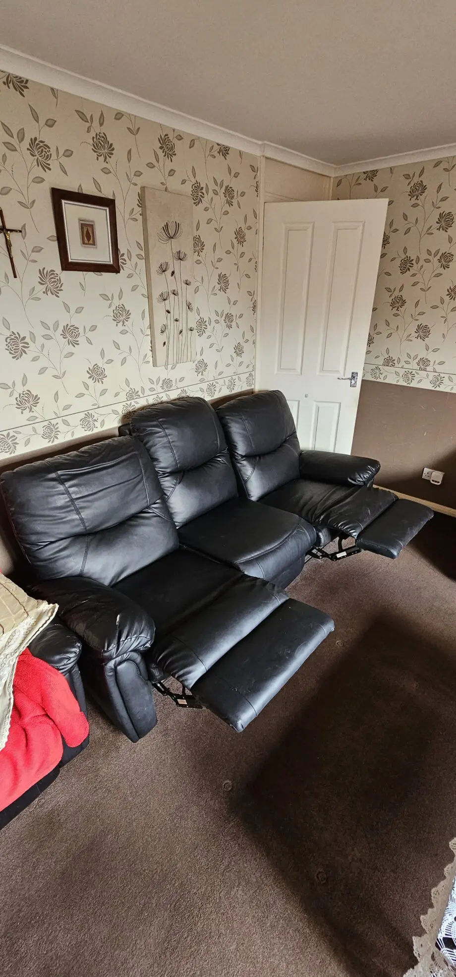 Black Leather Recliner Sofa set