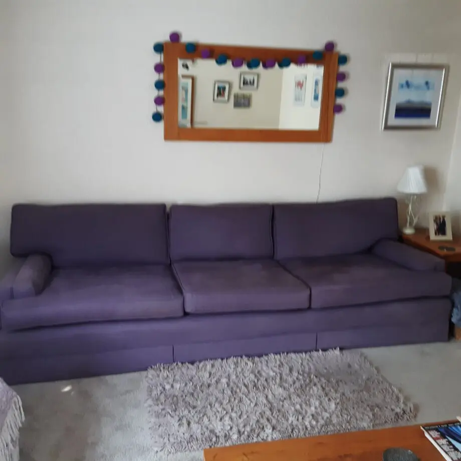 very elegant four seater sofa soft Damson colour