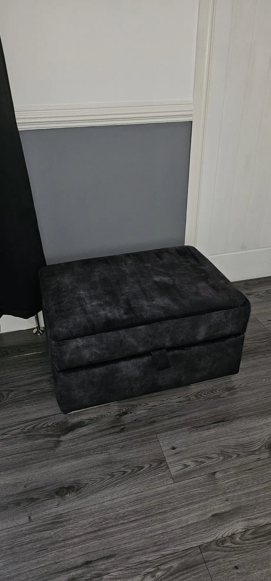 DFS Velvet 4 Seater Lounger in Charcoal with foot stool