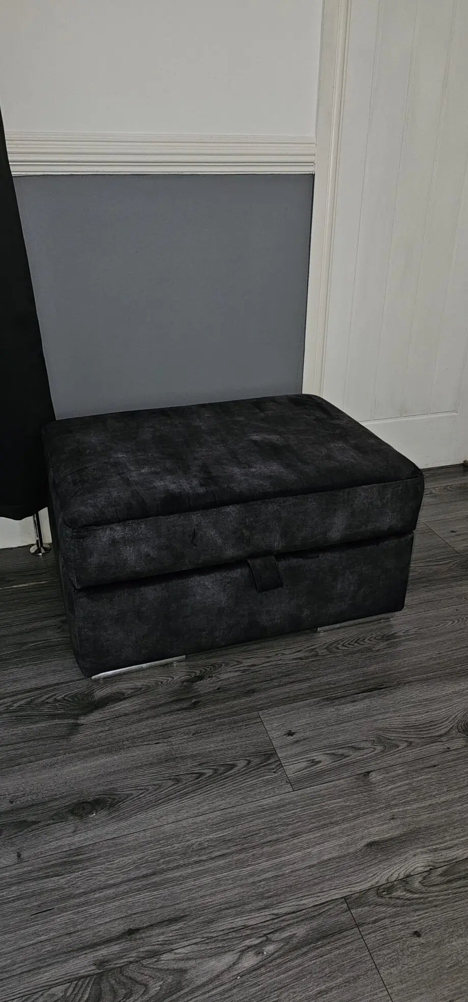 DFS Velvet 4 Seater Lounger in Charcoal with foot stool