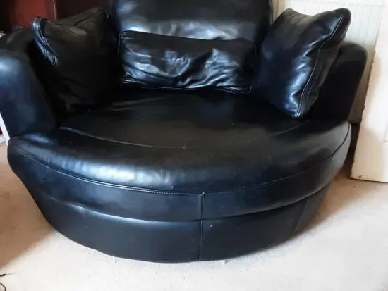 DFS Black Leather Cuddle Chair