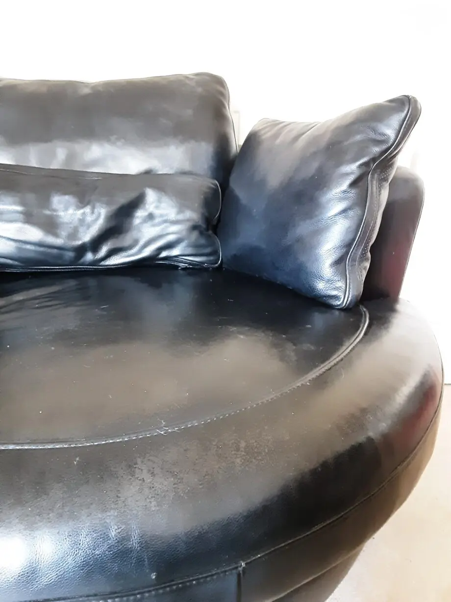 DFS Black Leather Cuddle Chair