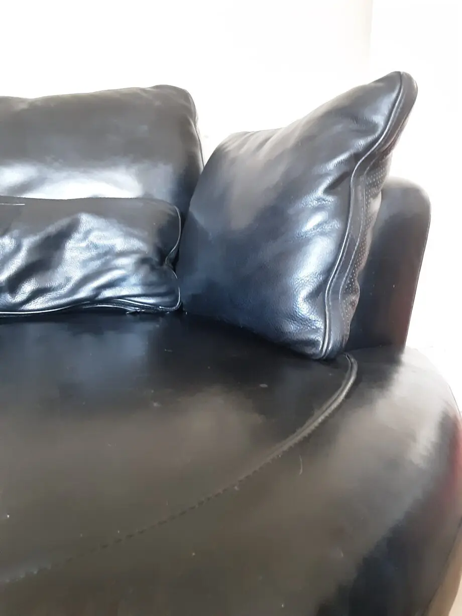 DFS Black Leather Cuddle Chair