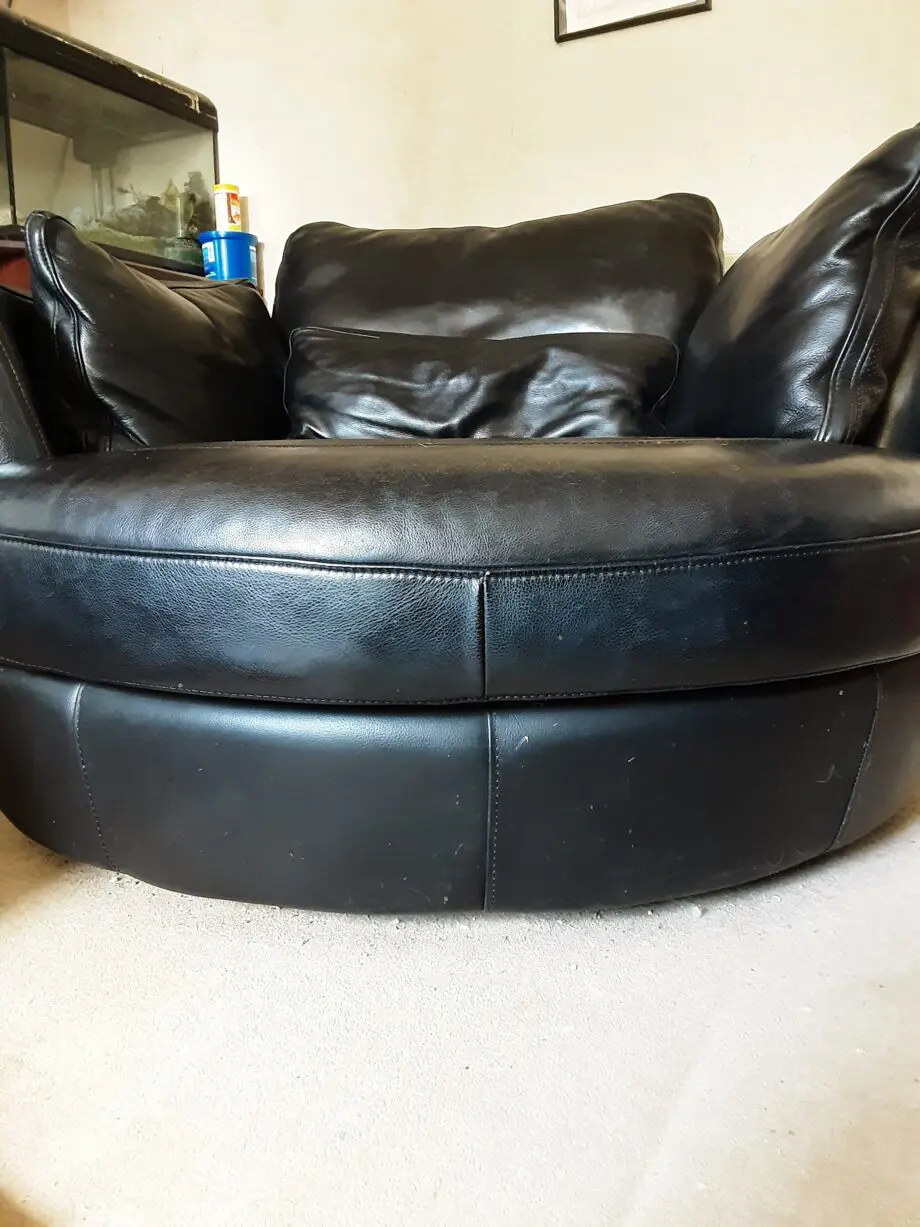 DFS Black Leather Cuddle Chair