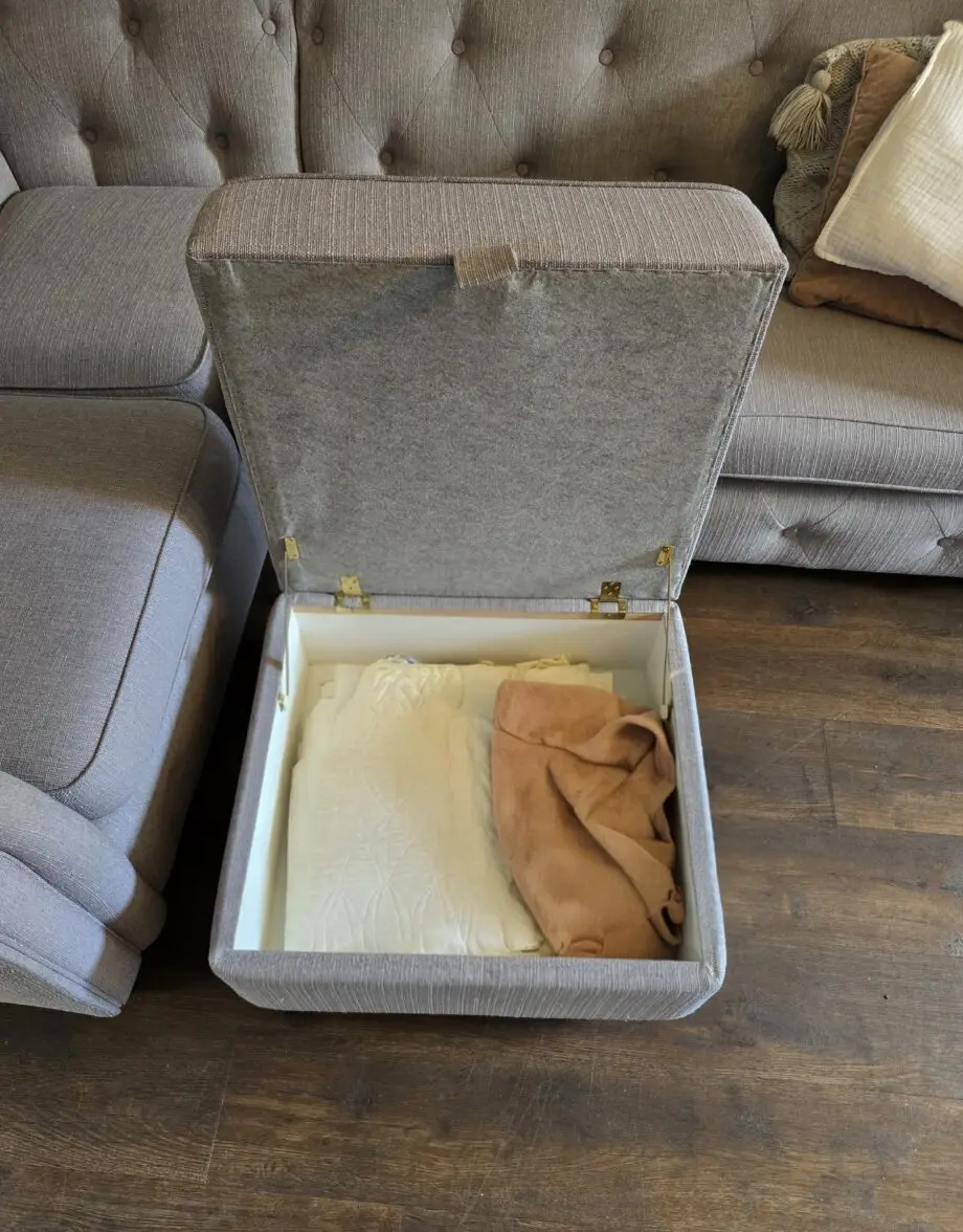 DFS Amour right hand facing corner in ash grey with matching footstool