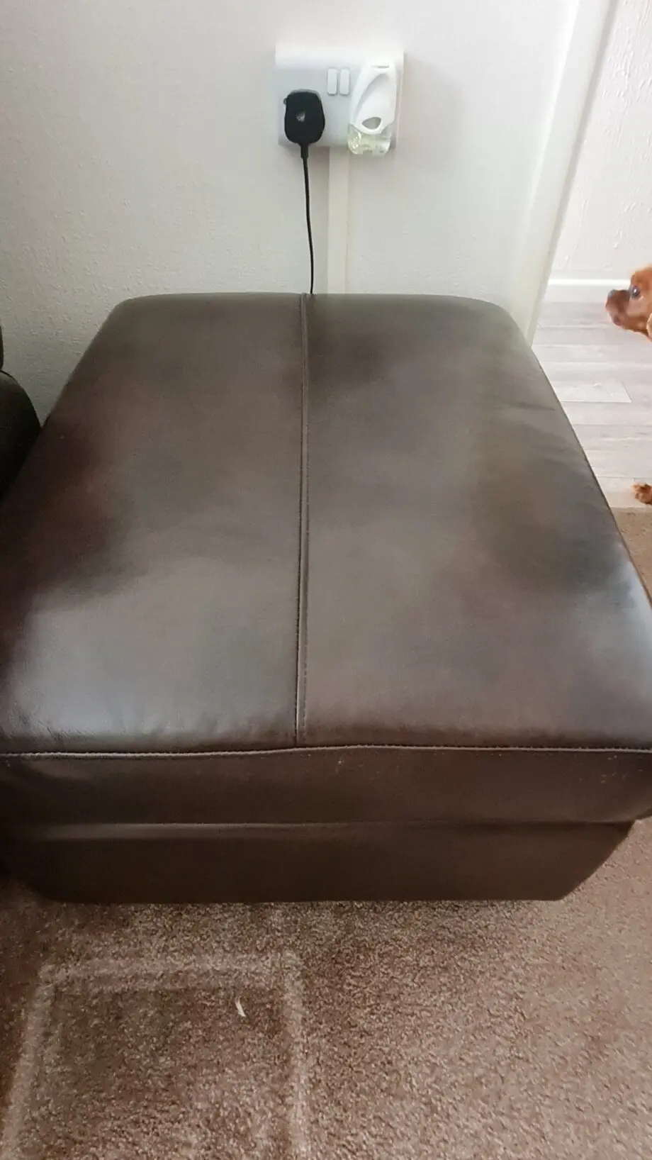 Lazyboy 2 seater electric recliner and & 2 Seater Static Brown leather sofas and footstool