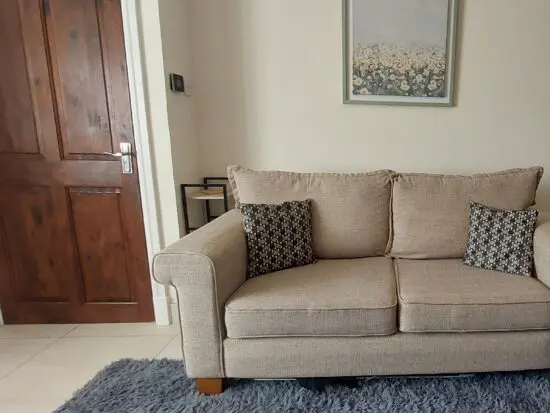 OFFERS WELCOME SCS Beige Sofa, Armchair & Footstool Set – Excellent Condition