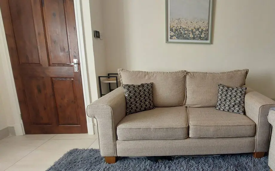 OFFERS WELCOME SCS Beige Sofa, Armchair & Footstool Set – Excellent Condition