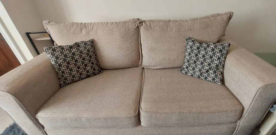 OFFERS WELCOME SCS Beige Sofa, Armchair & Footstool Set – Excellent Condition