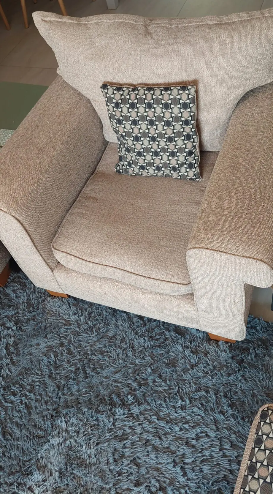 OFFERS WELCOME SCS Beige Sofa, Armchair & Footstool Set – Excellent Condition