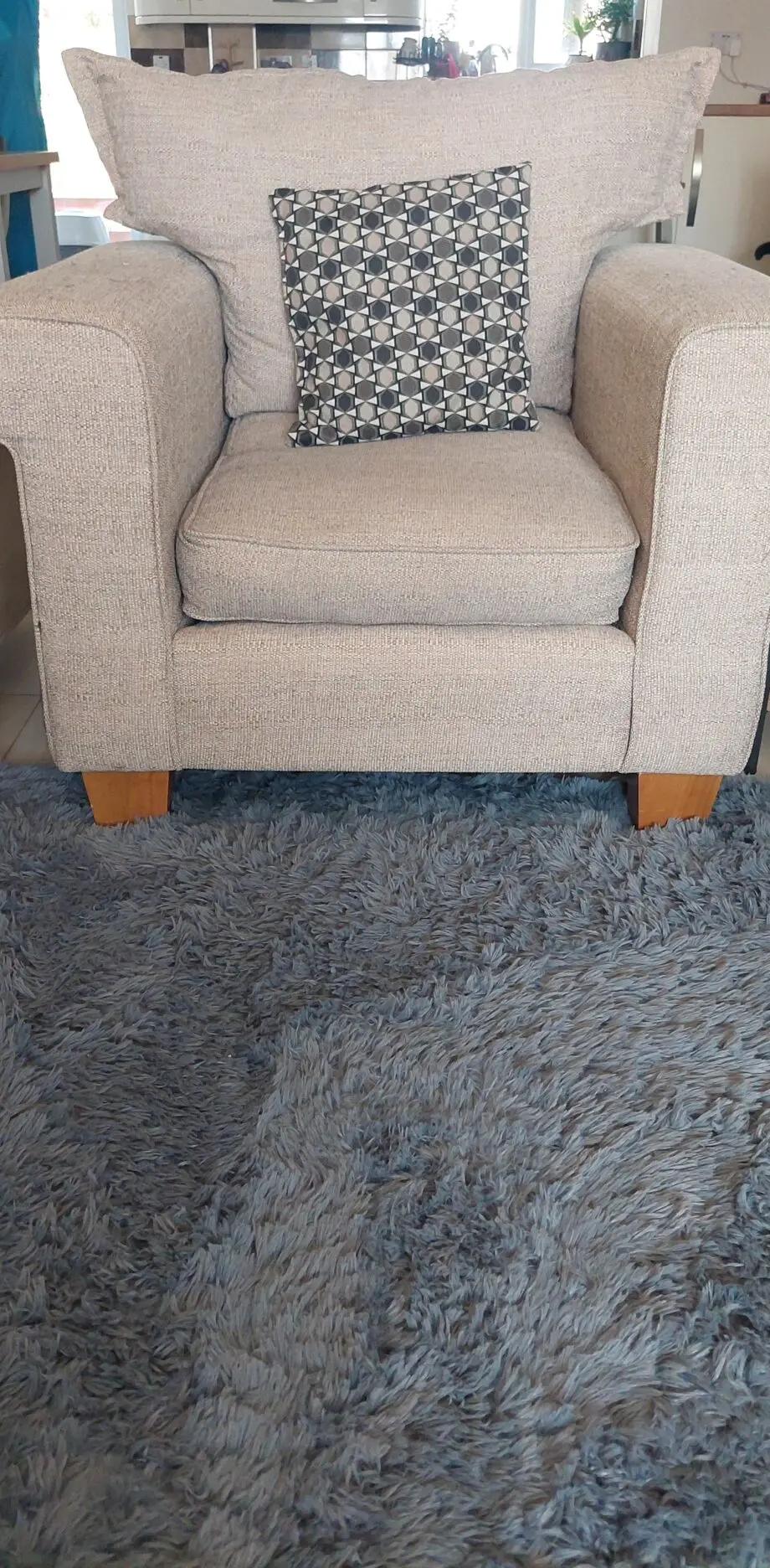 OFFERS WELCOME SCS Beige Sofa, Armchair & Footstool Set – Excellent Condition