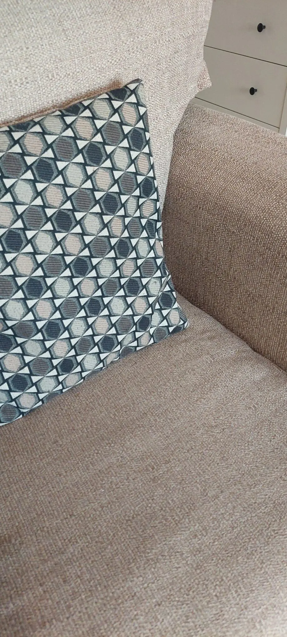 OFFERS WELCOME SCS Beige Sofa, Armchair & Footstool Set – Excellent Condition