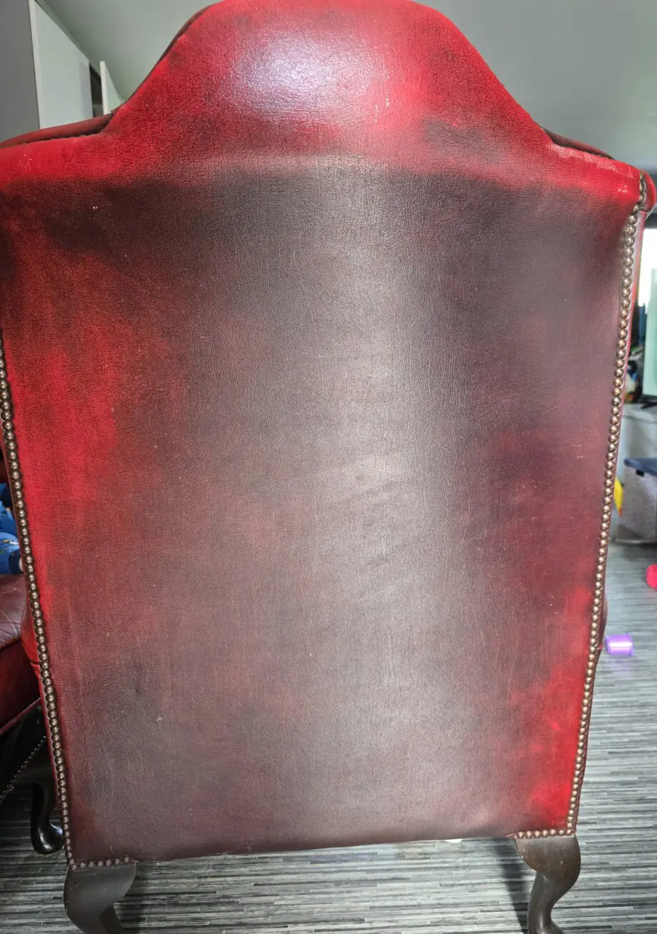 Vintage Antique Red Oxblood Chesterfield Queen Anne Wing High Back Chair 3 Seater Sofa Couch Leather