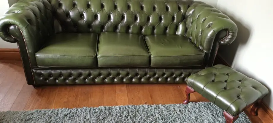 Coventry Antique Green Leather Suite