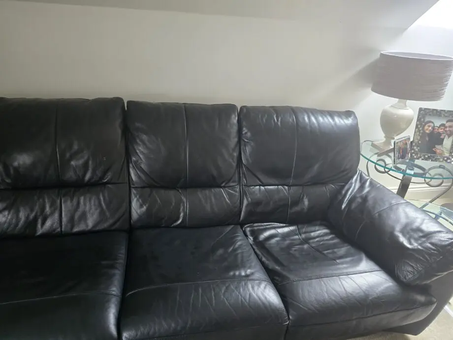 DFS Black Leather Corner Sofa