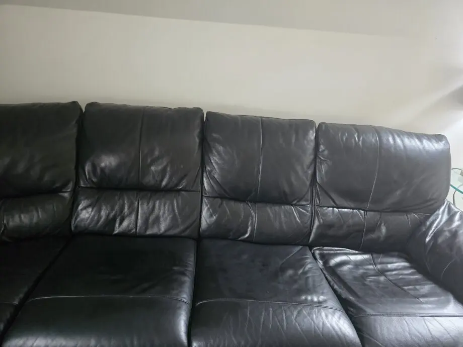 DFS Black Leather Corner Sofa