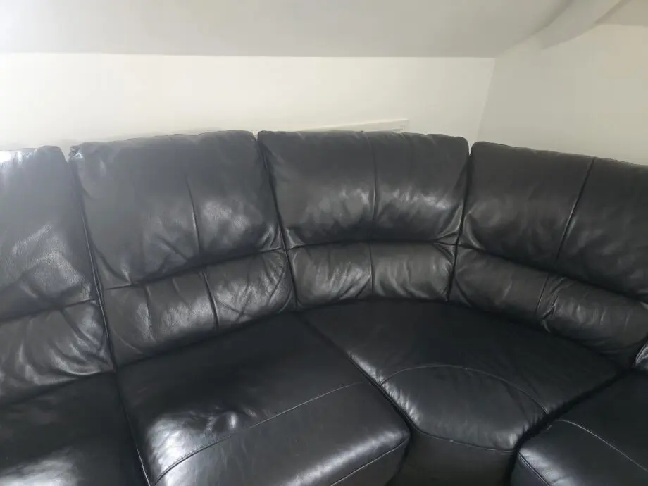 DFS Black Leather Corner Sofa