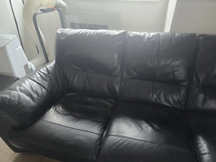 DFS Black Leather Corner Sofa