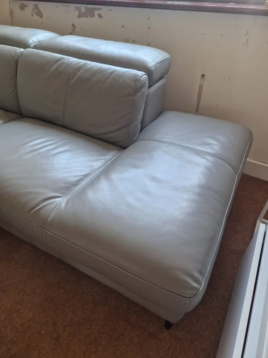 DFS Grey Leather Milano Corner Recliner Sofa & Footrest