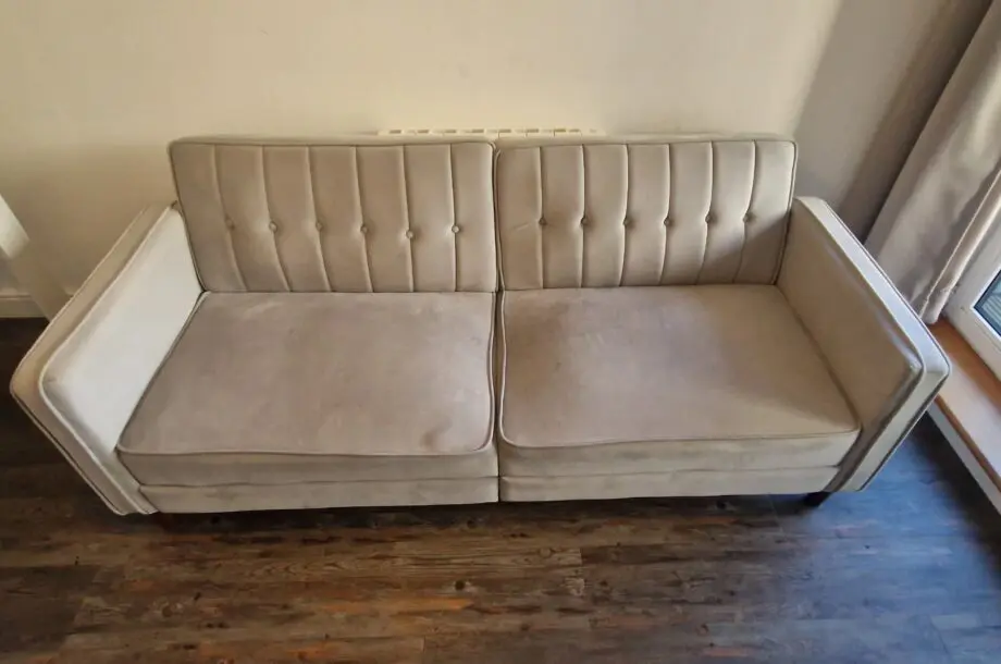 Light Grey Sofa Futon Velvet-Touch Tufted Couch Compact Loveseat Sleeper Sofa Bed