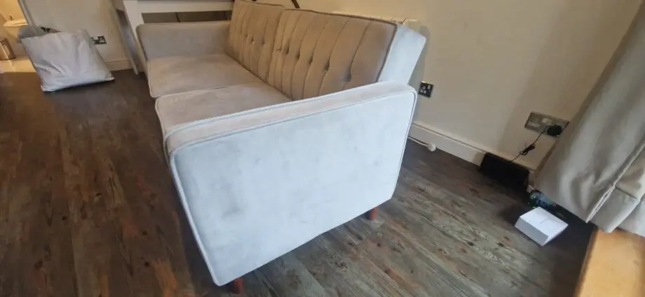 Light Grey Sofa Futon Velvet-Touch Tufted Couch Compact Loveseat Sleeper Sofa Bed