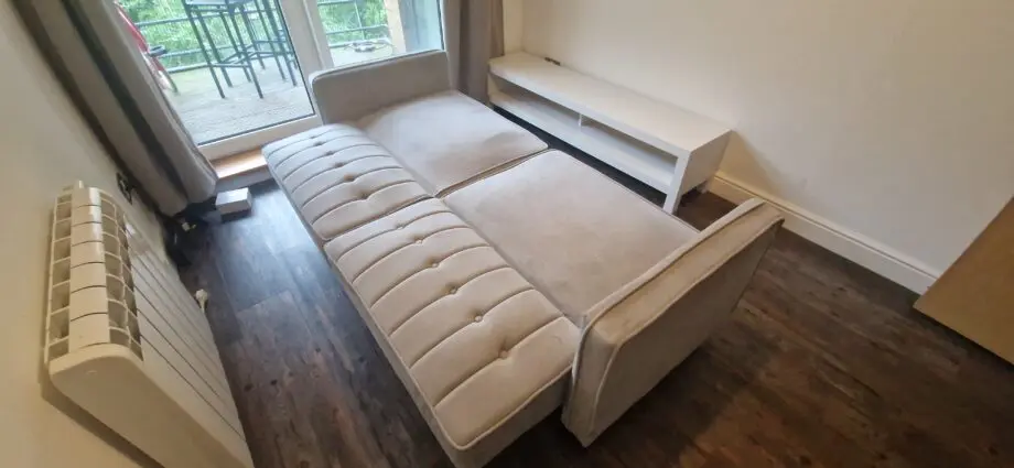 Light Grey Sofa Futon Velvet-Touch Tufted Couch Compact Loveseat Sleeper Sofa Bed