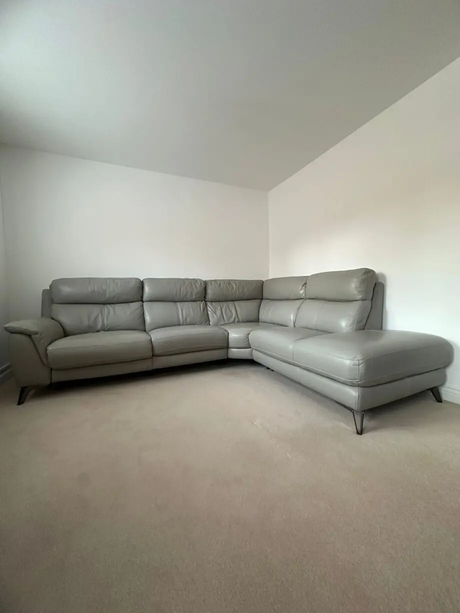 Furniture Village grey corner sofa with chaise & recliner