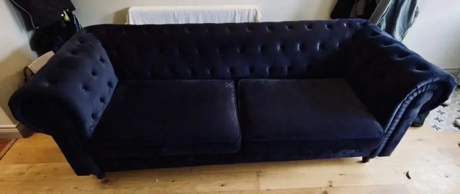 Dark Navy blue, velvet chesterfield sofa - 3 seater Debenhams