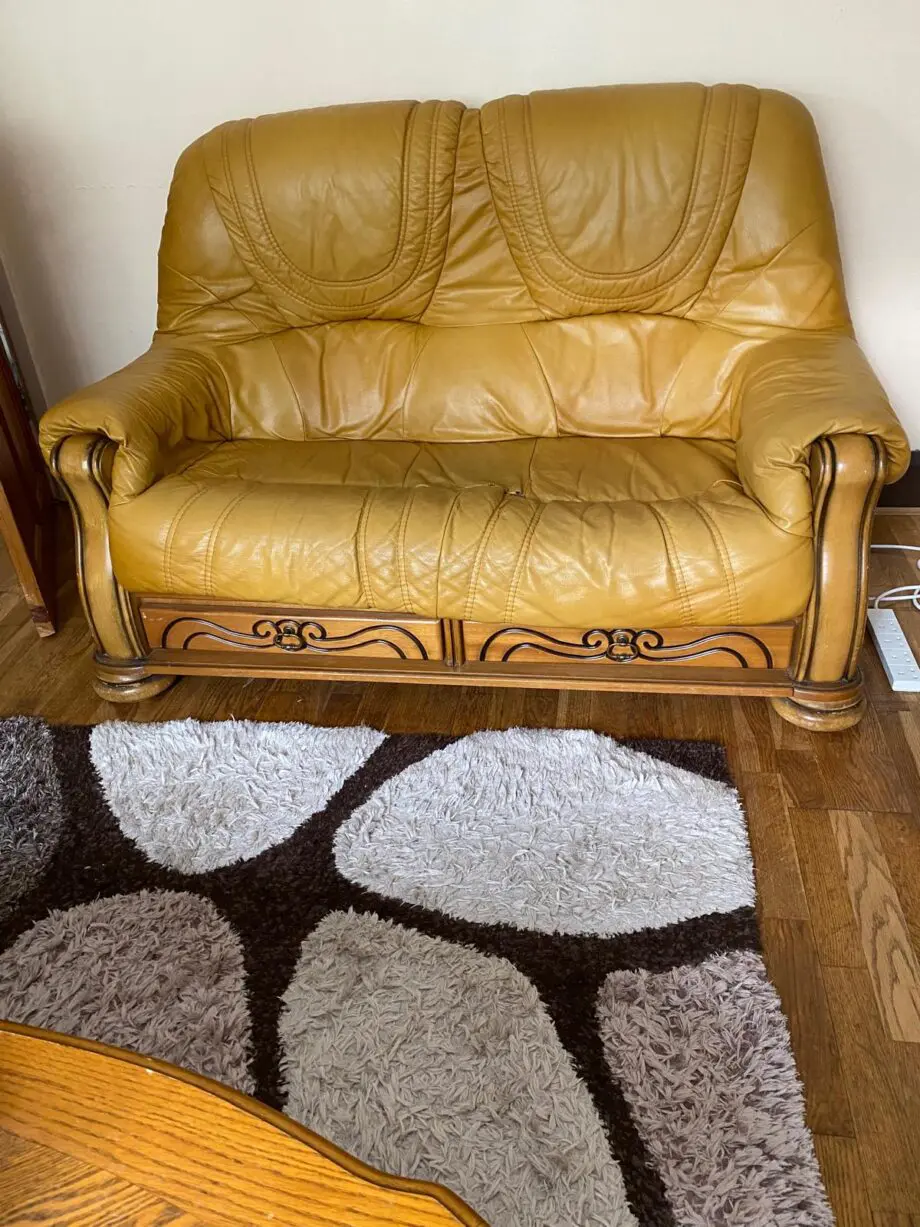 DFS tan leather sofa set