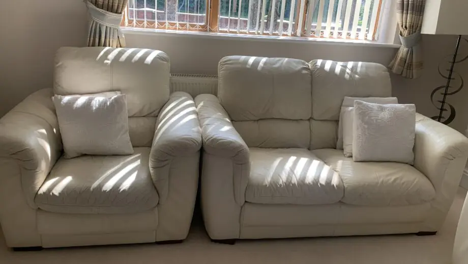 Dfs cream leather sofa set
