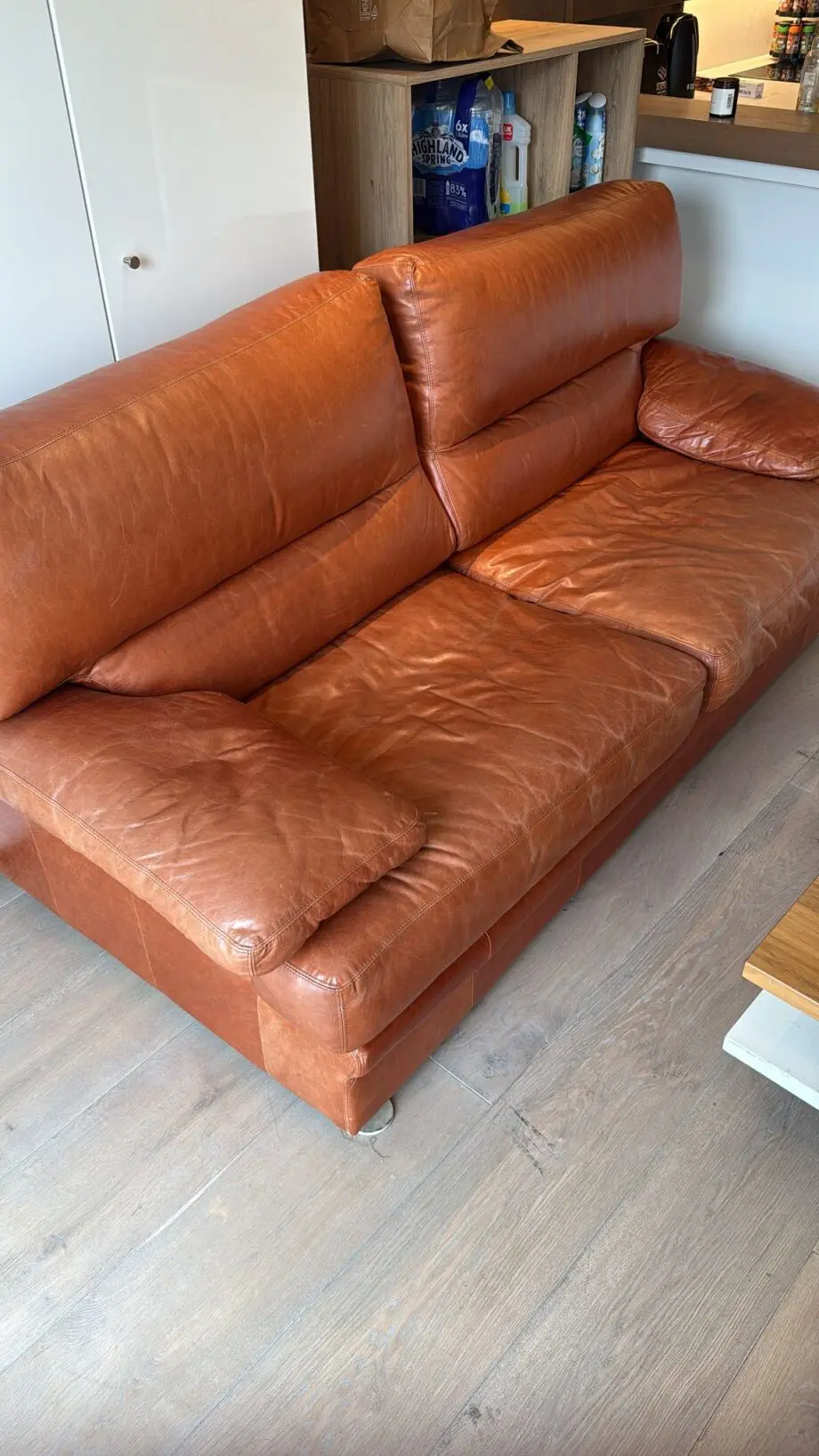 Brown Red Leather Set 2 Seater and Armchair set