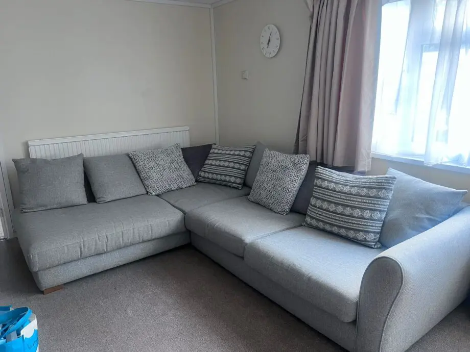 Grey Dunelm corner sofa, excellent condition