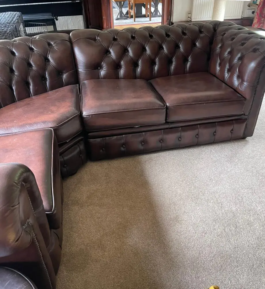 Chesterfield Corner Sofa Antique Brown