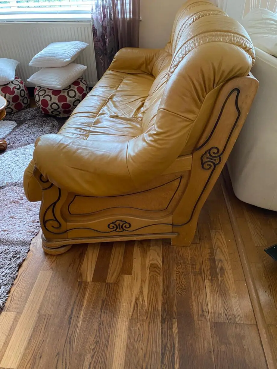 DFS tan leather sofa set